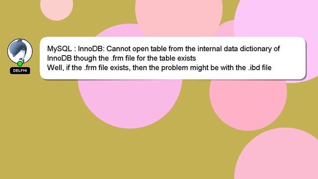 MySQL : InnoDB: Cannot open table from the internal data dictionary of InnoDB though the .frm file смотреть онлайн
