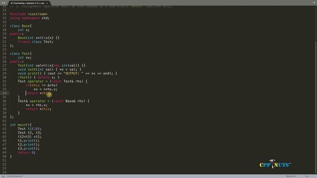 Assignment Operator Overloading In C++
