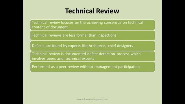 ISTQB Foundation Level #23 - Types of Review | Walk-through, Inspection, Technical Review