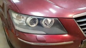 Hyundai Sonata NF замена линз на биксеноновые линзы Hella Intemo
