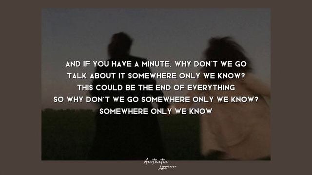 Somewhere only we know speed. Someone only we know keane. somewhere only we know lyrics. someone only we know lyrics. little black people in song somewhere only we know.