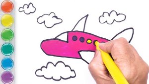 Как нарисовать самолет / мультик раскраска самолет для детей / Раскраски малышам / Узнать цвета