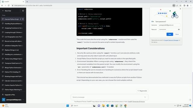 Write python code that execute python scripts
