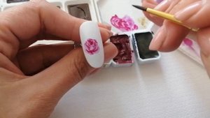 Роза акварельными красками на ногтях. Пошаговый урок?