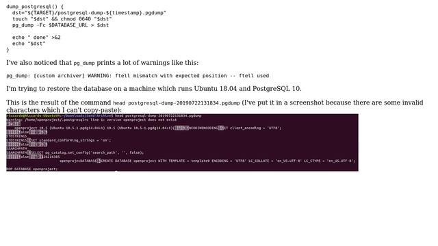 Databases: OpenProject pg_restore - input file does not appear to be a valid archive