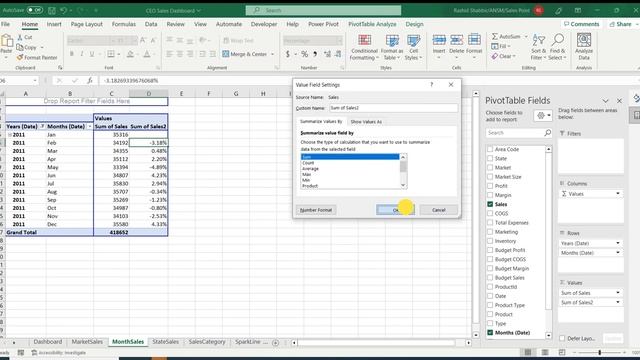 Sales dashboard in excel | CEO Dashboard