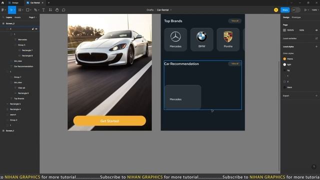 Car Rental App UI Design in Figma | Mobile App UI/UX Design | Figma Tutorial by Nihan Graphics