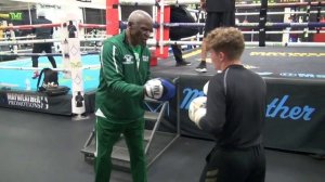 Floyd Mayweather Sr. teaches the shoulder roll to a Utah fighter preparing for his 1st amateur figh