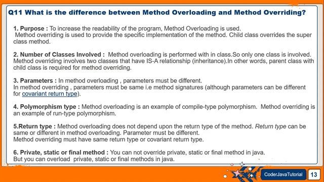 What is the difference between Method Overloading and Method Overriding | OOPS Interview Questions смотреть онлайн