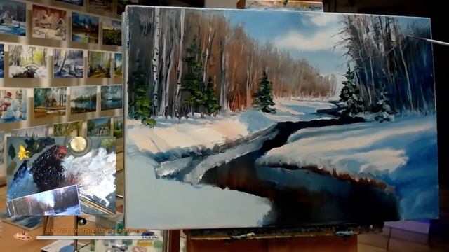 Рисуй вместе со мной, это не сложно! Картина маслом онлайн. Ранняя весна смотреть онлайн