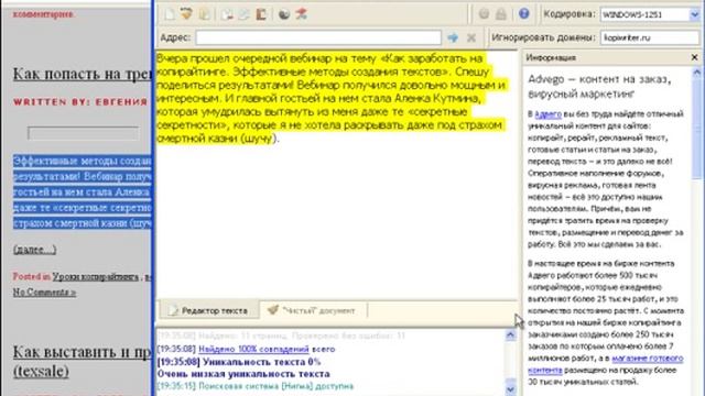 Как работать с программой Advego Plagiatus смотреть онлайн