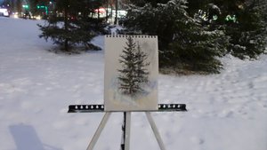 ?Вечернее рисование зимой масляной пастелью Малевич ☃️ Пленэр ❄️ Oil pastel ✨
