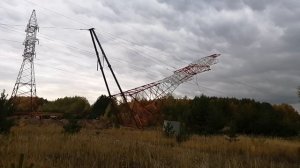 Установка опоры У-220+9-2т с падающей стрелой.