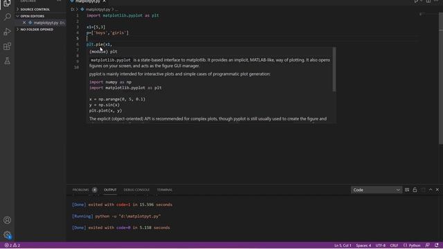 #pie() #show() Matplot Python