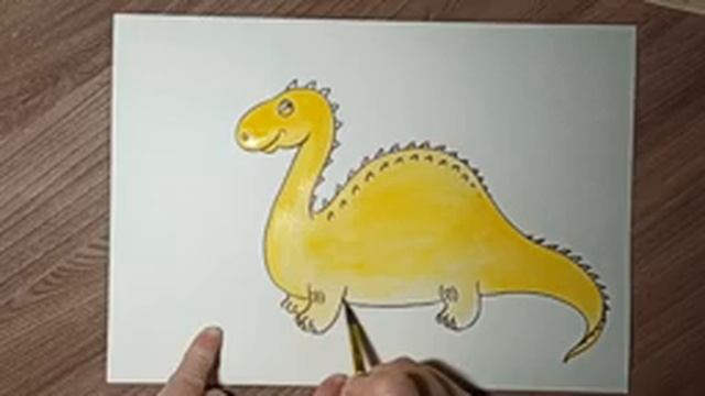Динозаврик, как нарисовать акварельными красками. смотреть онлайн