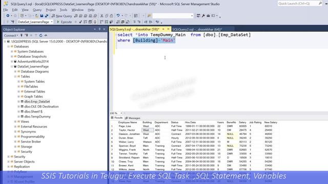 SSIS Part 13 : Execute SQL Task in Telugu || SSIS Variables ||MSBI Tutorials