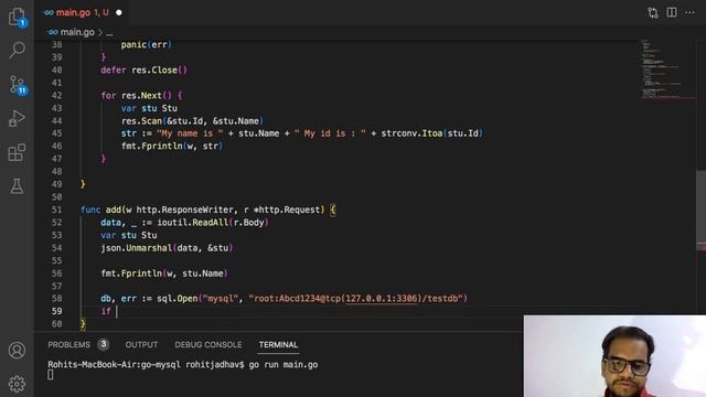 Golang | crud operation in golang with rest api example Only insert ( create ) POST Method