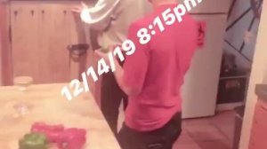 Kristen was cooking in her house for CJ's birthday