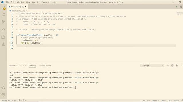 CODING INTERVIEW QUESTION | Get product of all other elements | Python List Question | PART 1