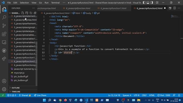 JavaScript Functions Tutorial  || JavaScript Tutorial Step by step in Hindi #6