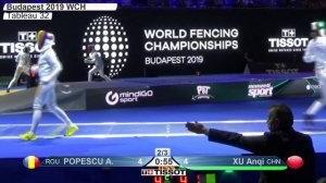 2019 241 T32 01 F E Individual Budapest HUN WCH BLUE POPESCU ROU vs XU CHN