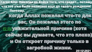 Шейх Хасан Али: Никогда не бойся того, что грядет...  Аллах желает блага для своего раба