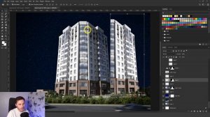 Визуализация фасадного освещения для жилищного комплекса в Photoshop.