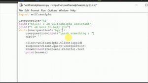 how to create python assistant using wolframAlpha