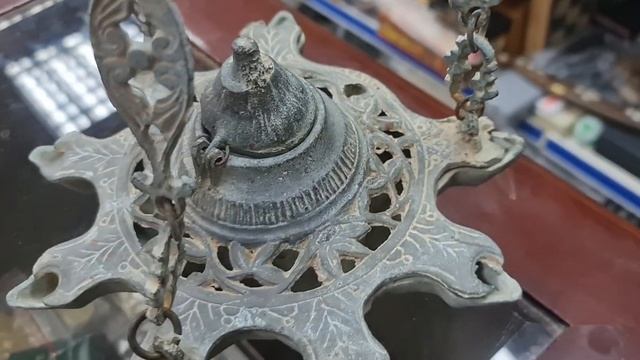 Старинный масляный светильник , лампа , лампадка , на восемь фитилей . Ханукия ??? смотреть онлайн