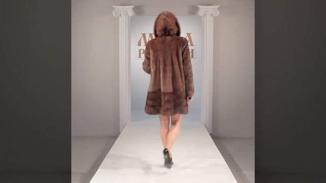 Норковая шуба с капюшоном, модель "Бабочка" (Бч707) 90см смотреть онлайн