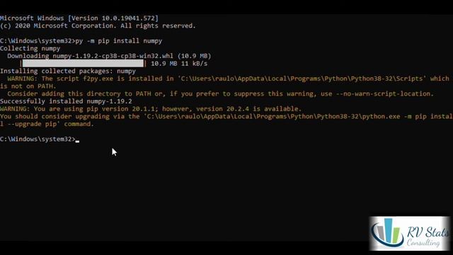 0.2 Installing numpy and pandas with pip | Statistics and data science analysis with python