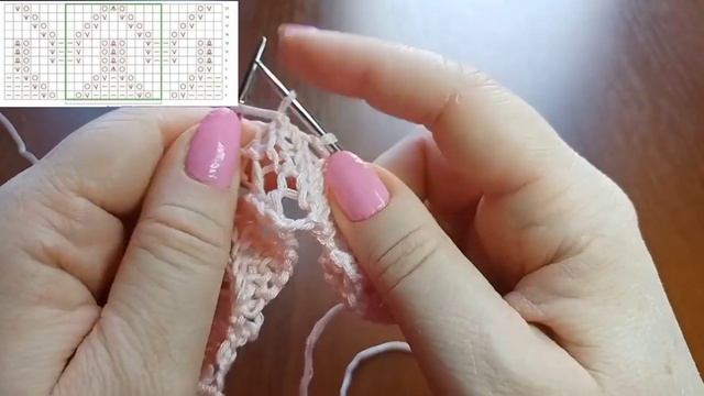 Эффектный узор "Ажурные листья" + схема. Knitting pattern "An openwork leaves" + scheme.