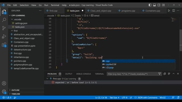 How to configure tasks for executing C/CPP in VS code. #vscode #visualstudiocode #cpp #debugging