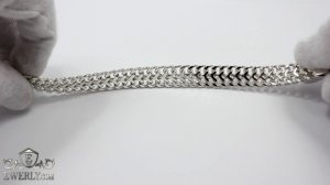 Широкий браслет из серебра на руку - плетение «Трактор (двойное панцирное)».