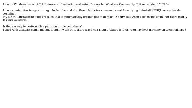 How to create disk partition inside a Docker container on Windows server 2016? смотреть онлайн