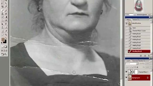 Видеоуроки по фотошопу. 14. Восстановление старой фотографии смотреть онлайн