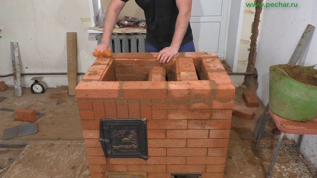 Кладка кирпичной печи Москвичка своими руками! Отопительно варочная печь с духовкой и плитой.