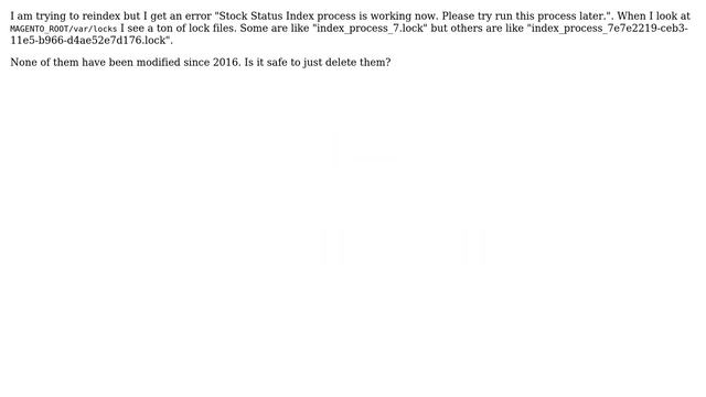 Magento: Is it safe to delete my index lock files? смотреть онлайн