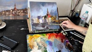 Мастер-класс по живописи. Пишем город маслом на холсте. Городской пейзаж маслом