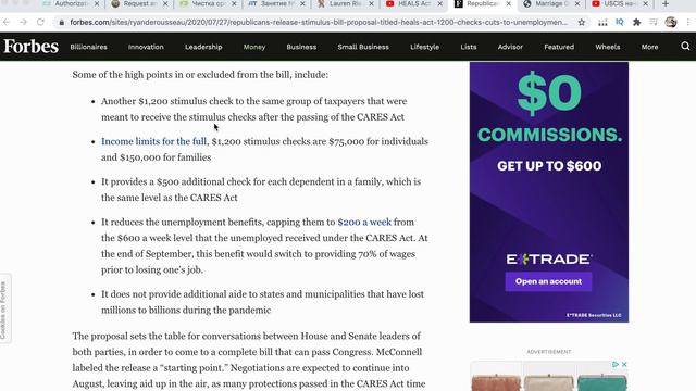 Новый чек в $1200 и уменьшение пособий по безработице в рассмотрении.Новый пакет от республиканцев. смотреть онлайн