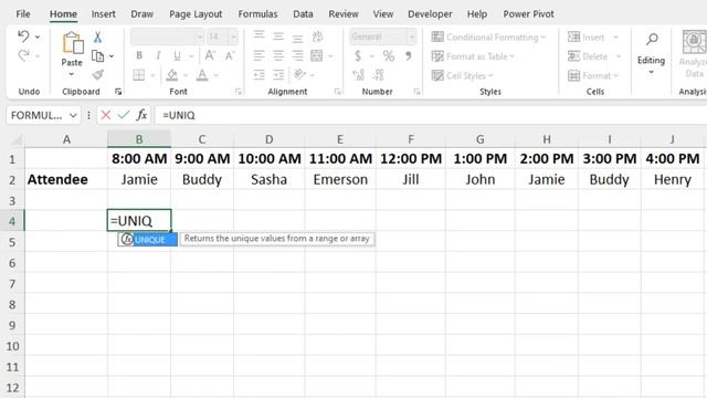How to Use the UNIQUE Function in Exel - Tutorial