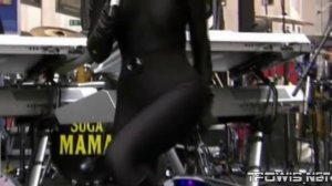 Beyonce in super tight black spandex catsuit