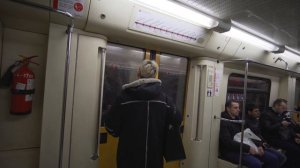 Russia, Moscow, Metro ride from Октя́брьская to Парк культу́ры