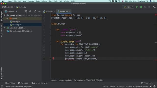 Day 20 - Build the Snake Game Part 1_ Animation & Coordinates - 4 Create a Snake Class & Move to OOP смотреть онлайн