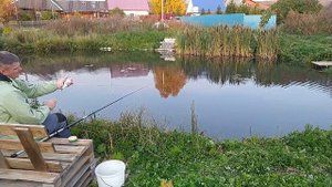 Рыбалка на своем пруду...Пруд в деревне своими руками часть 16...