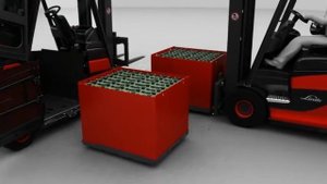 Электрические погрузчики Linde 386. Замена батареи.