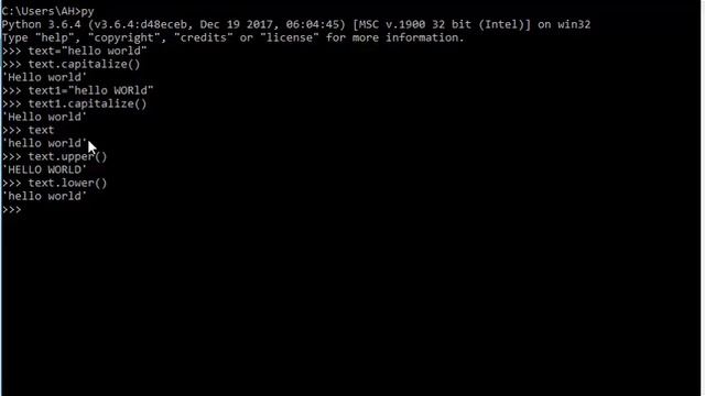 built in functions in python (capitalize , upper , lower and count)