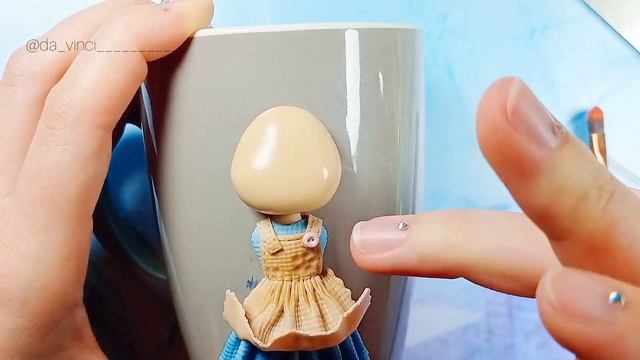 Мастер-класс: Девочка из полимерной глины на кружке Как слепить девочку  polymer clay tutorial