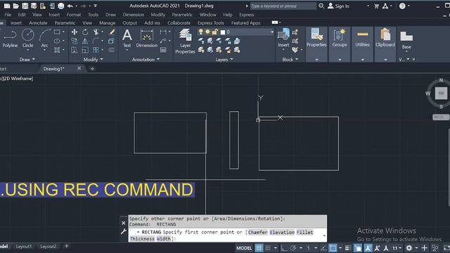How to Use Rectangle command in AutoCAD 2021 смотреть онлайн
