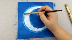 Рисование Луны Легкая .  Простая акриловая живопись! Шаг за шагом для начинающих